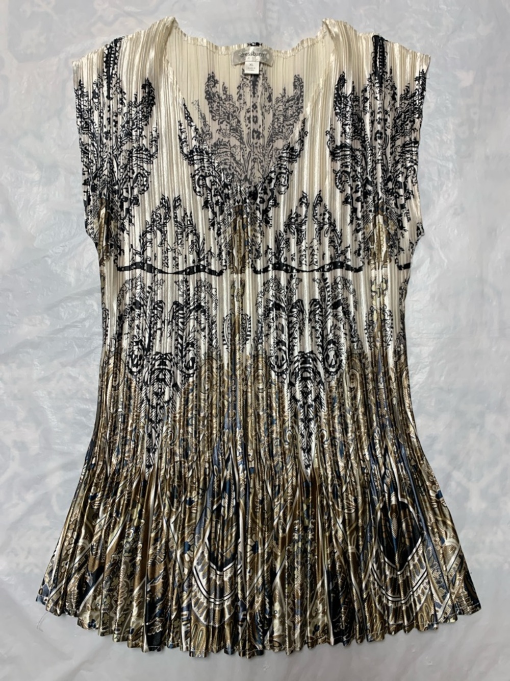 Dress Barn Vintage Y2K Stretchy Micro Pleated Babydoll Peplum Tank Top Size XL